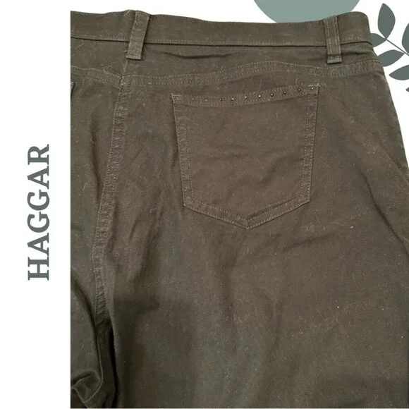 Classic Black Stretch Capris by Haggar | Mid Rise Cropped Pant Size 16P - Picture 4 of 6
